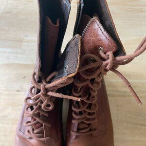 Timberland Mid Calf Lace Up Zipper Leather Boots Gripstick Women Size 8.5 Brown